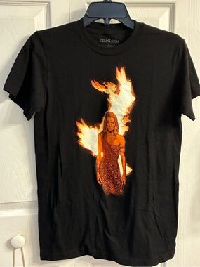 Celine Dion Tee Shirt “Courage” Tour.  Size Small. Black with Orange.